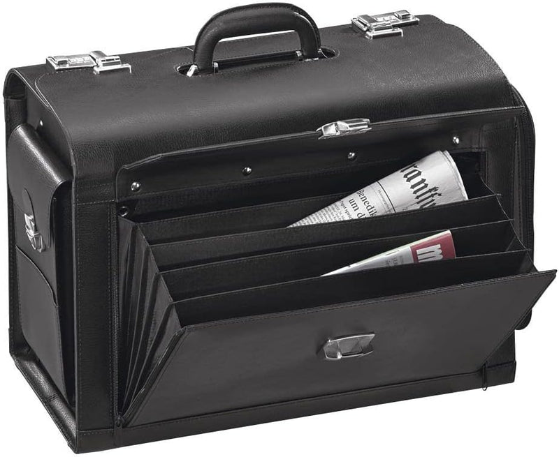 Alassio 45057 - Pilotenkoffer VERONA, aus hochwertigem Leder, ca. 49 x 35 x 24 cm, schwarz