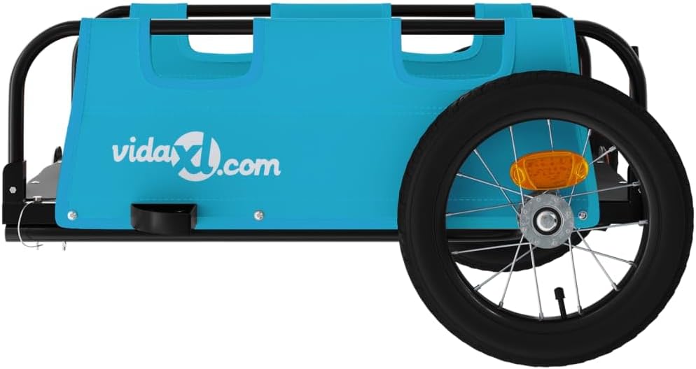 vidaXL Fahrradanhänger Lastenanhänger Transportanhänger Oxford-Gewebe Eisen Blau 122 x 53 x 33 cm, B