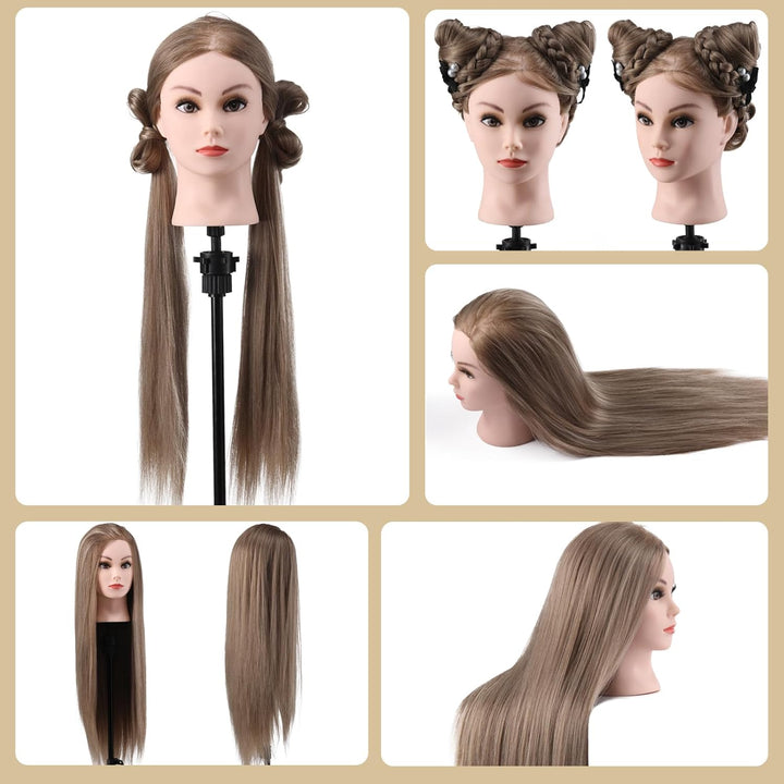 Frisierkopf Friseur Echthaar 26 Zoll Übungskopf Friseurkopf Trainingsköpfe Mit Halter + DIY Haare Se
