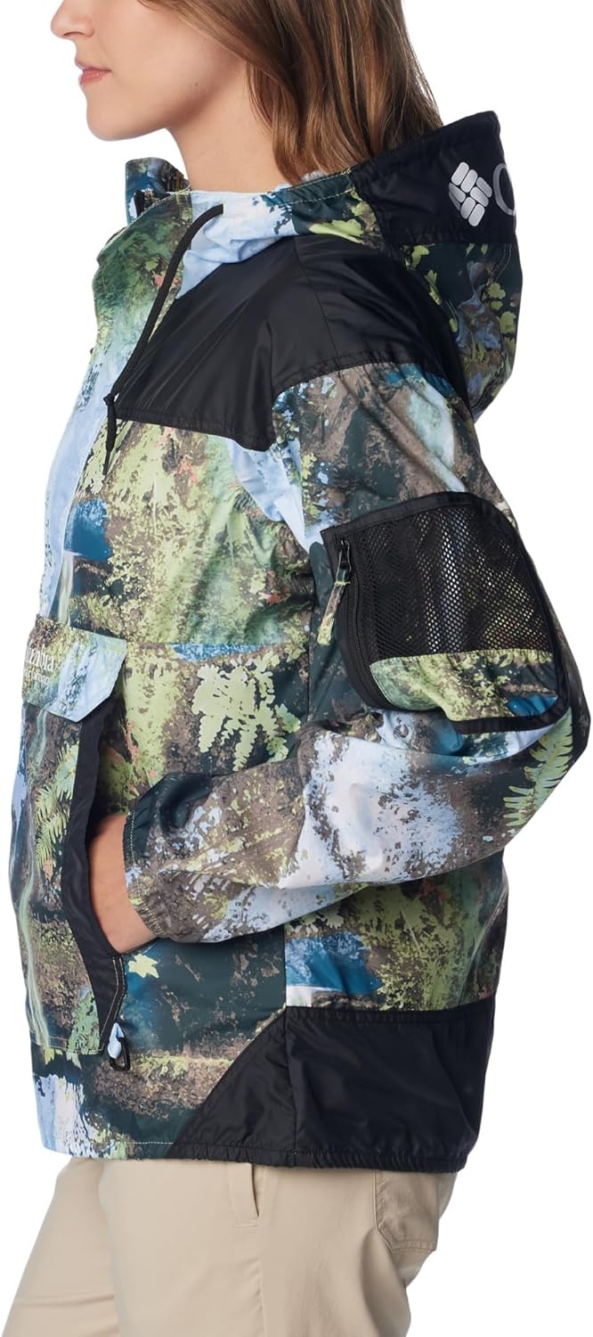 Columbia Damen Challenger Windbreaker Jake S Napa Green Chasing Falls Print, Black, S Napa Green Cha