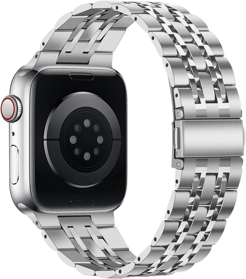 Tasikar Kompatibel mit Apple Watch Armband 41mm 40mm 38mm, Massives Edelstahl Metall Ersatzarmband H