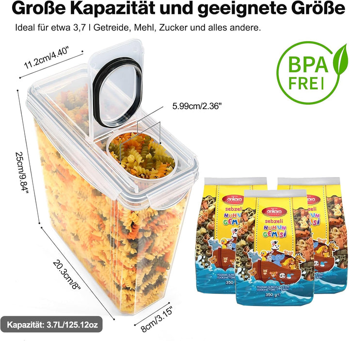 YASHE 6 Stücke Vorratsdosen Set 3.7L, Vorratsdosen mit Deckel Luftdicht, Kunststoff BPA freie Küche