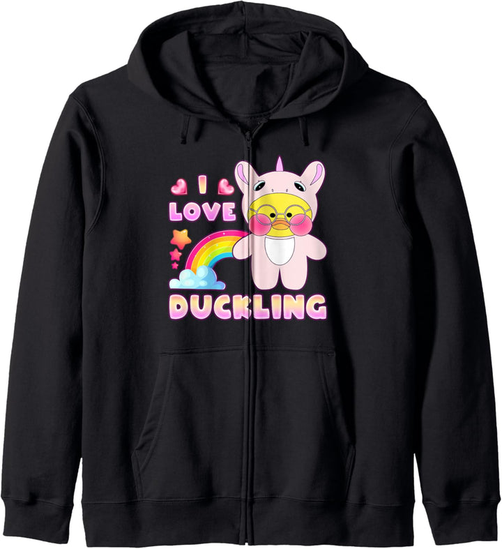 Lalafanfan in Einhorn Kigurumi, ich liebe Entchen Kapuzenjacke
