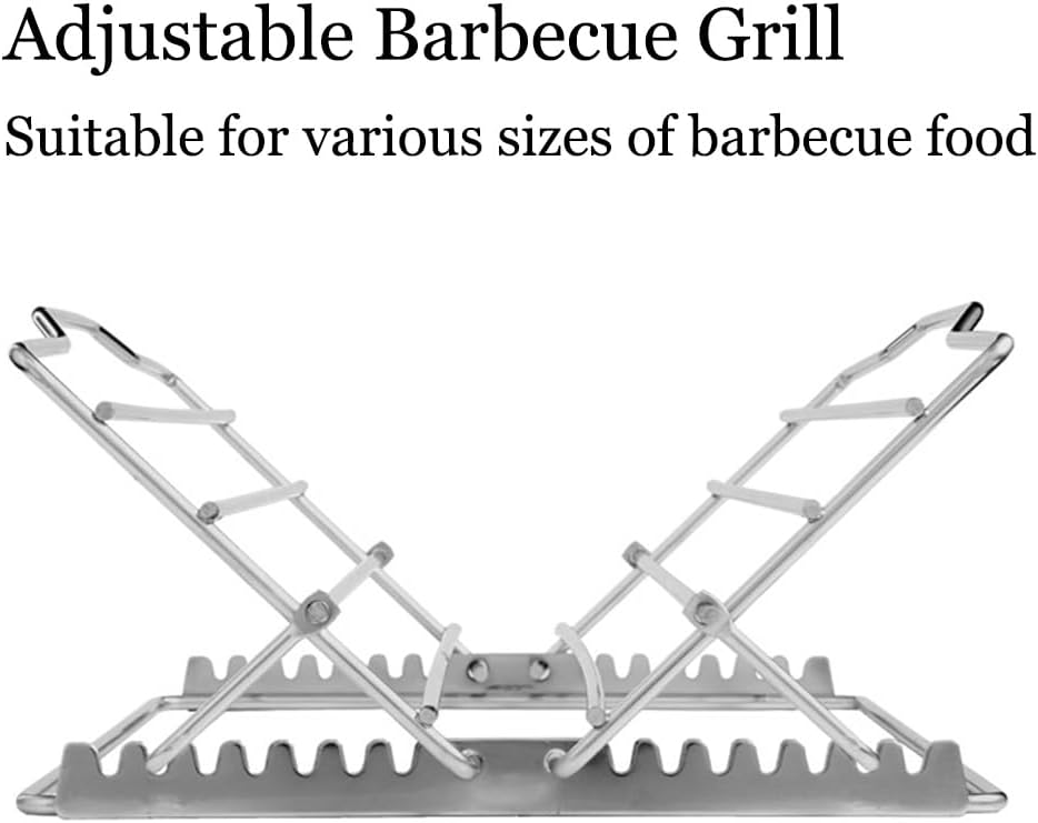 SHZMJL Edelstahl-V-Grillrost zum Braten von Truthahn, verstellbarer Brathähnchenhalter, langlebiges