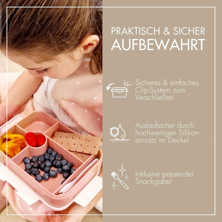 MOYO Kinder Brotdose in Rosa I Luftdichte & auslaufsichere Brotzeitbox I Hochwertige & stilvolle Bro