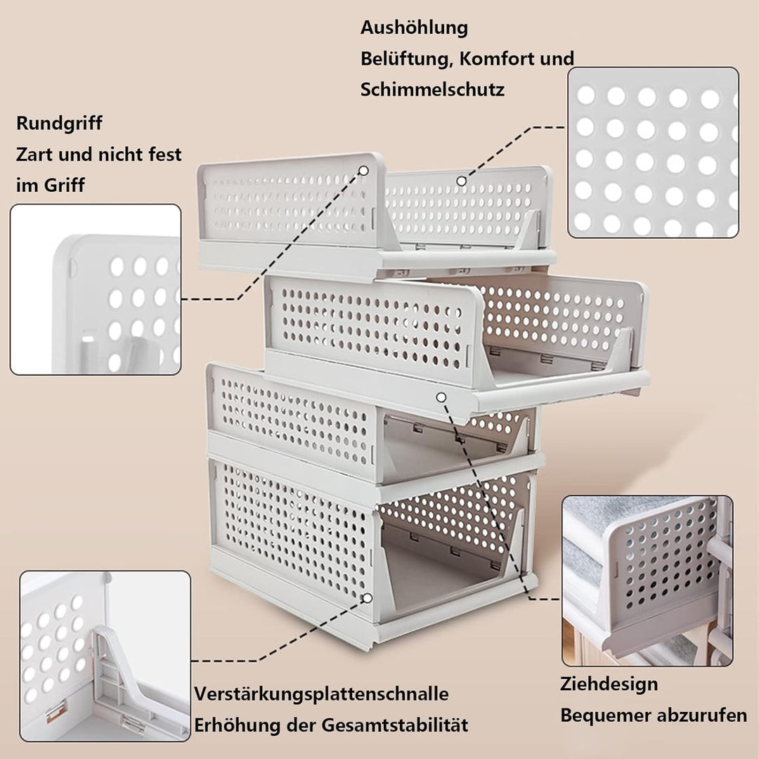 Kleiderschrank-Schubladenboxen, stapelbarer Kleiderschrank-Organizer, faltbare Aufbewahrungsboxen fü