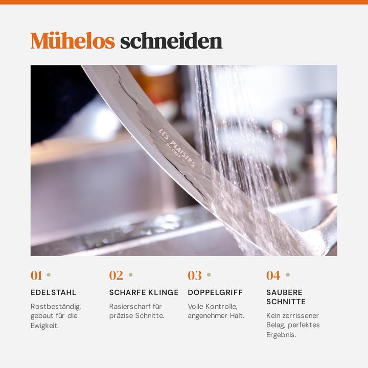 Extra scharfer Pizza Schneider/Pizzaschneider mit Antihaft-Beschichtung – Wiegemesser 30,5 cm mit Do
