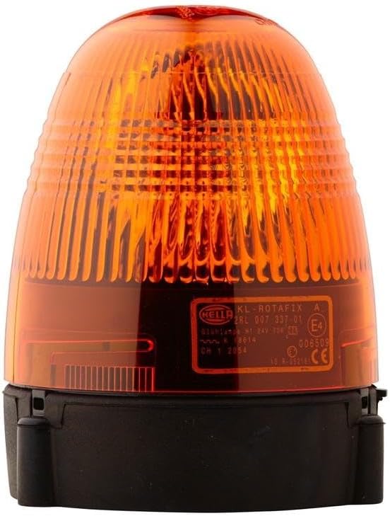 HELLA - Halogen-Rundumkennleuchte - KL Rotafix - 24V - Gelb - Anbau/geschraubt - Stecker: Flachsteck