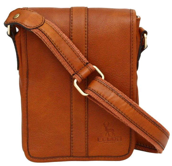 Unisex Kleine Schultertasche aus Echtleder Hellbraun, Hellbraun