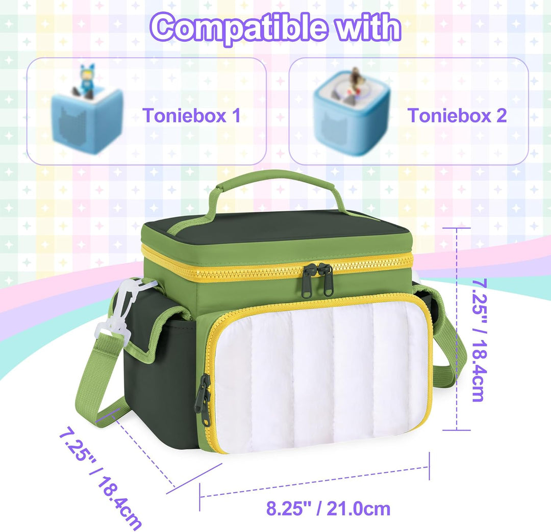 LoDrid Tasche Kompatibel mit Tonie Box 2/1, gepolsterte Tragetasche mit Abnehmbarer Trennwand und Sc