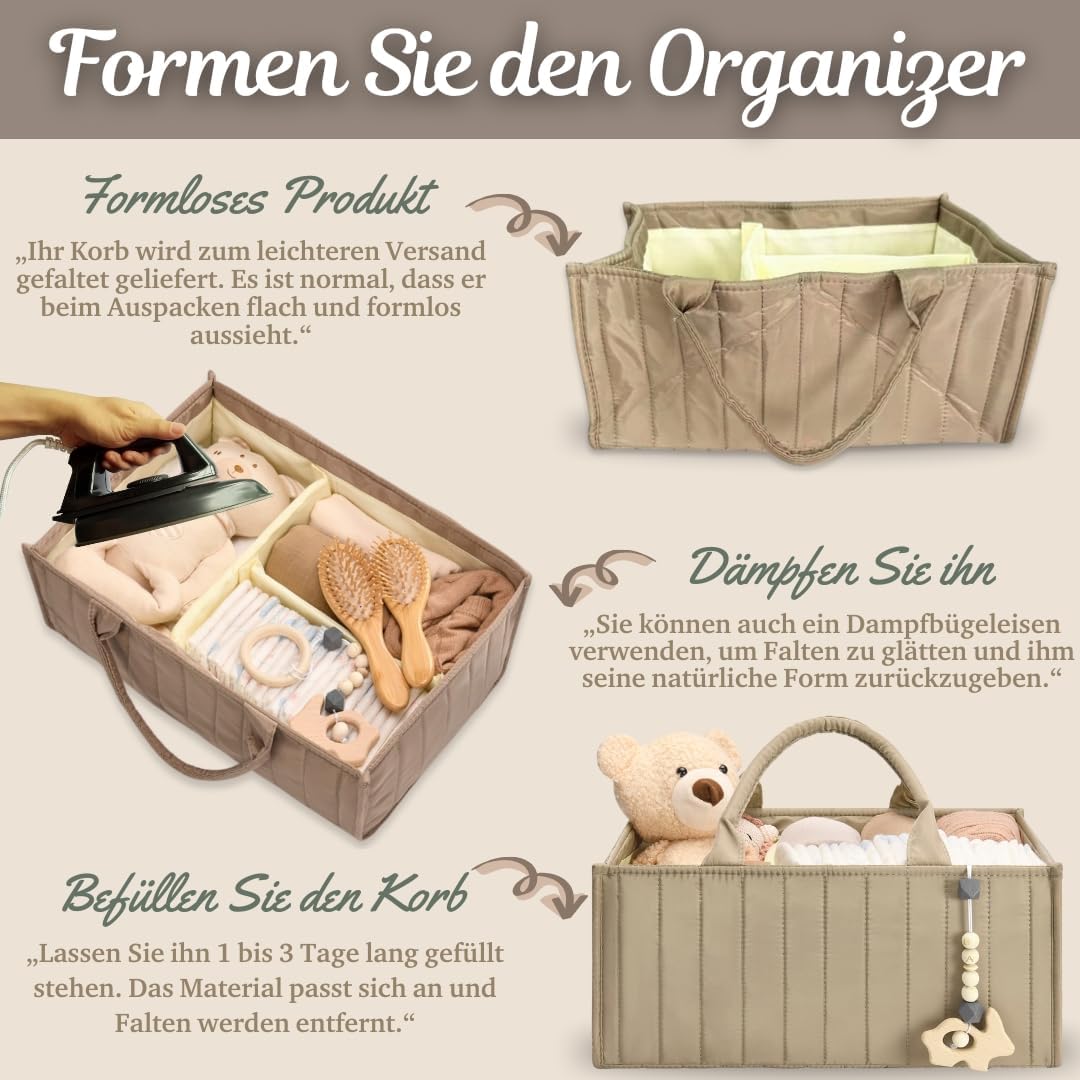 SEBRAM Windel-Organizer – Wickeltisch-Organizer mit verstellbaren Trennwänden für sofortige Ordnung