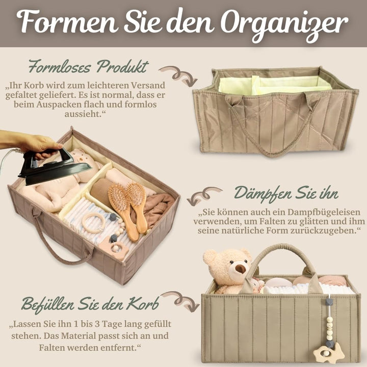SEBRAM Windel-Organizer – Wickeltisch-Organizer mit verstellbaren Trennwänden für sofortige Ordnung