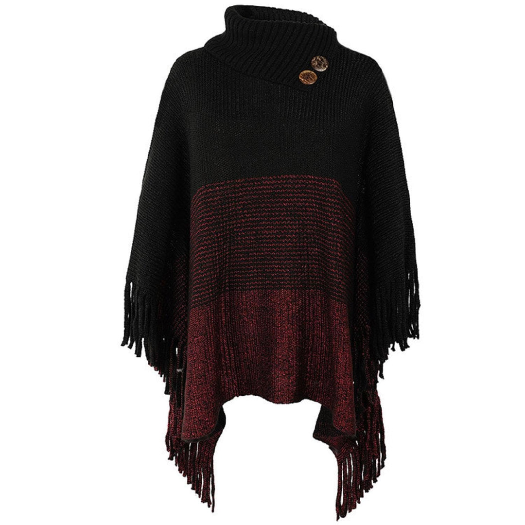 Damen Poncho mit knöpfen Schal Cashmere Feeling Strick Decke Cape Cardigan für Frauen Retro Cardigan