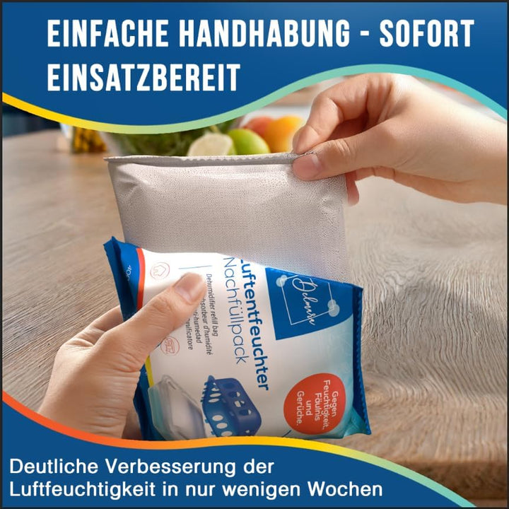 Delmara Luftentfeuchter Nachfüllpack 8x 400g Granulatbeutel – für wiederverwendbare Raumentfeuchter