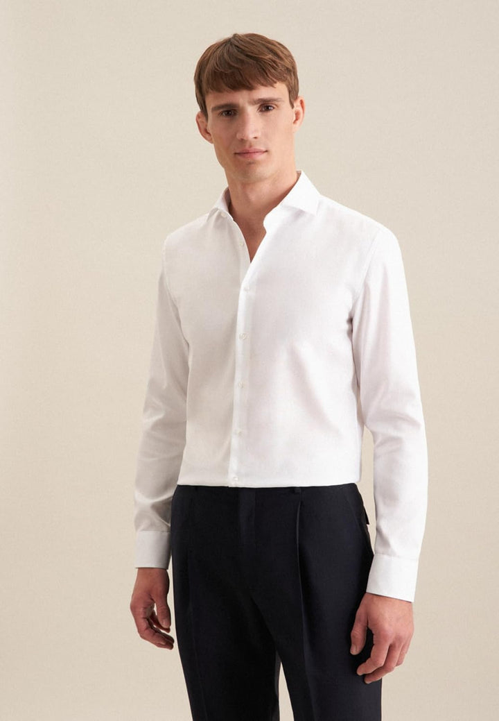 Seidensticker Herren Seidensticker Herren Business Hemd Shaped Fit – Bügelfreies Businesshemd, Weiss