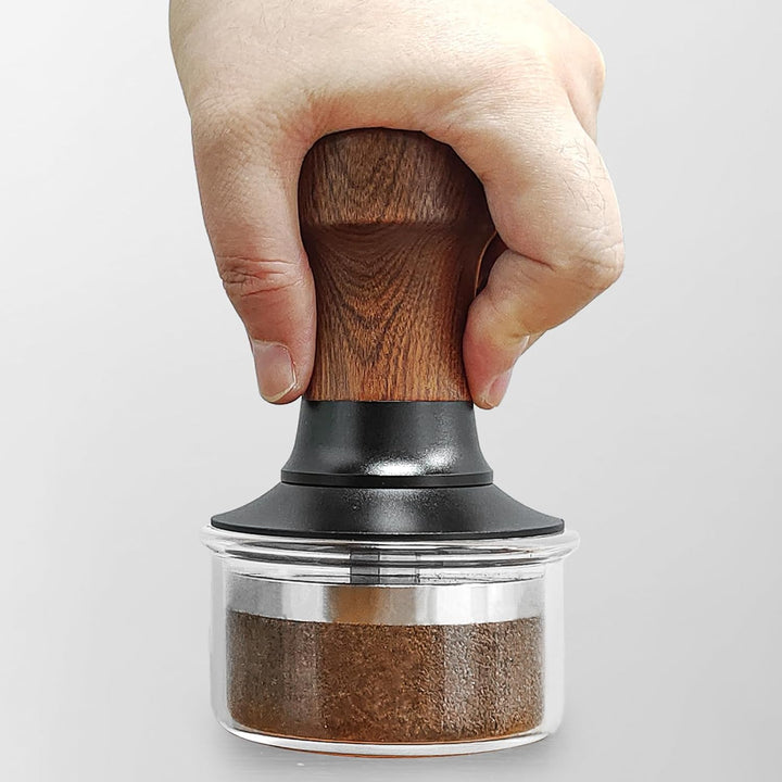 NOTSEK Tamper 54mm, Espresso tamper mit Ripple Base, Walnuss Kaffee Tamper mit 304 Edelstahl Base, K