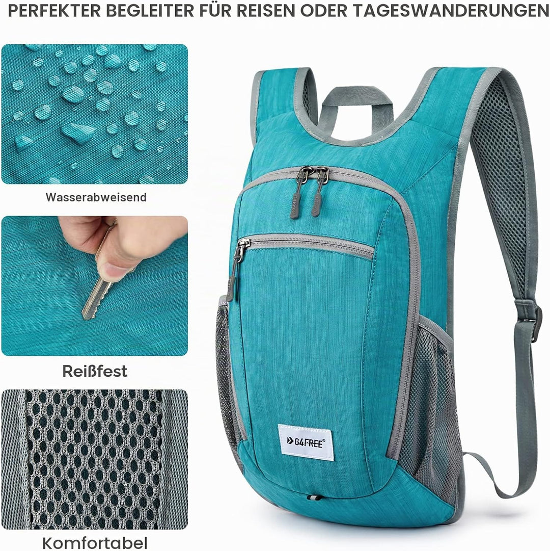 Kleiner Rucksack 10/15/20L Faltbarer Leichter Wanderrucksack Damen Herren, 10Liters