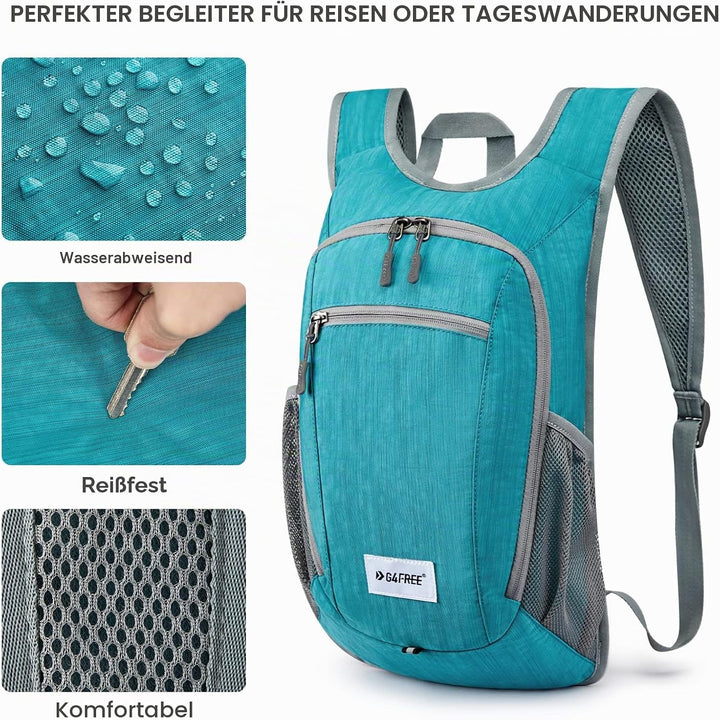 Kleiner Rucksack 10/15/20L Faltbarer Leichter Wanderrucksack Damen Herren, 10Liters