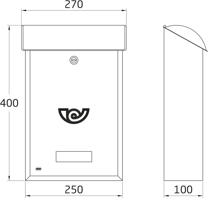 Amig - Aussenbriefkasten, Briefkasten für den Aussenbereich | Briefkasten für Wände, Mauern oder Tür