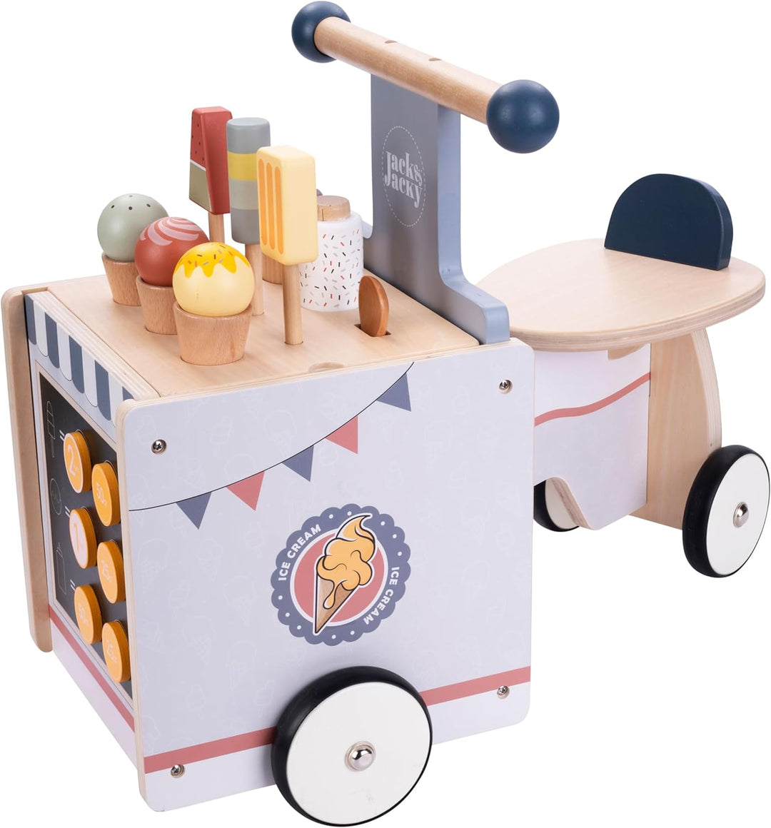 Engelhart - 640040 - Holz-Roller „Eisverkäufer“ - Multifunktionelles Spielzeug - Ab 12 Monaten Holzf