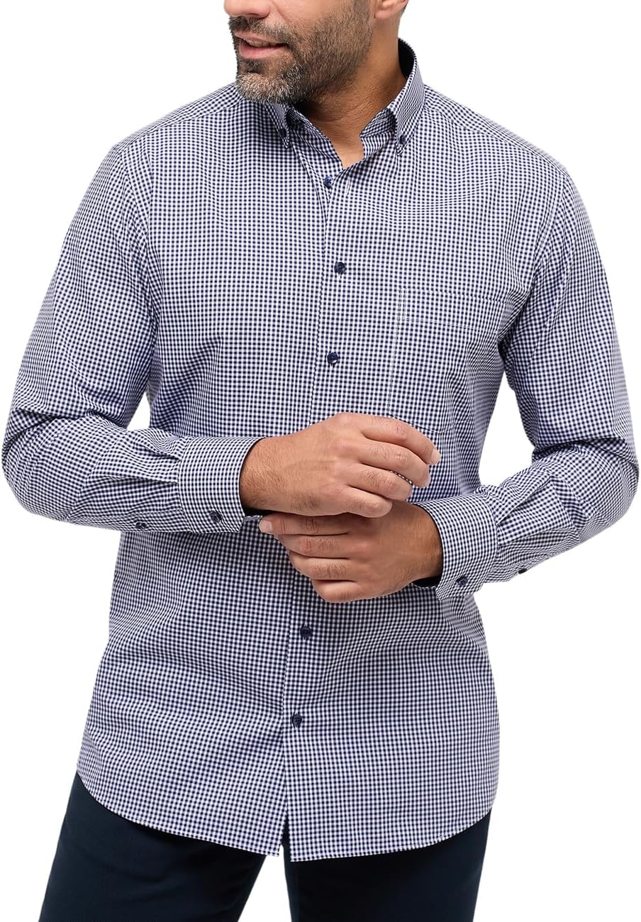 eterna Herren Popeline Hemd MODERN FIT 40 Kragen / 67 Ärmel Navy, 40 Kragen / 67 Ärmel Navy