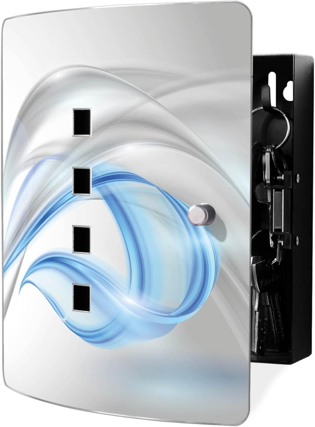 banjado® Design Schlüsselkasten aus Edelstahl Motiv Blauer Schleier für 10 Schlüssel - Schlüsselschr