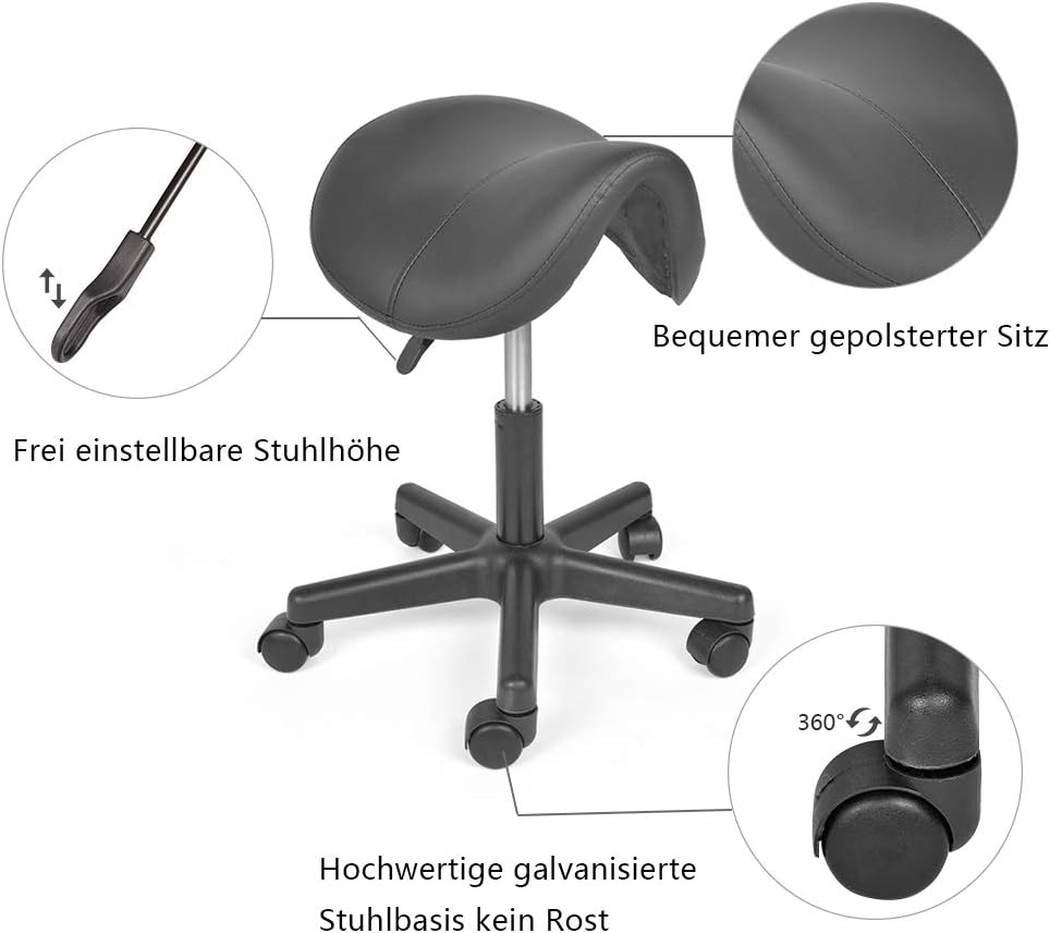 Mingone Sattelhocker Drehhocker Sattelstuhl Höhenverstellbar Bürohocker Ergonomischer Praxishocker m
