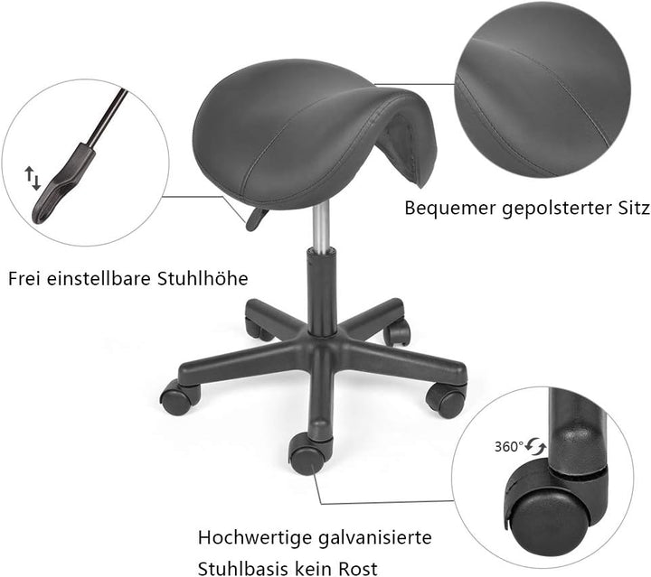 Mingone Sattelhocker Drehhocker Sattelstuhl Höhenverstellbar Bürohocker Ergonomischer Praxishocker m