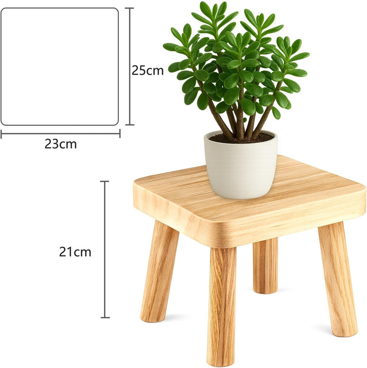 Youyijia Kleiner Holzhocker, Tritthocker für Kinder, Pflanzenständer aus Holz 25×23×21 cm, Beistellt