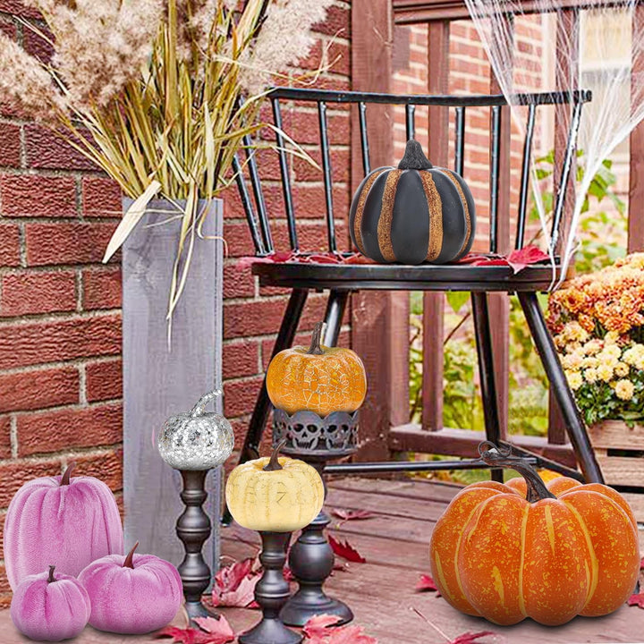 Funzhan Herbst Thanksgiving Gelb Künstlicher Kürbis Dekor 15 cm Halloween Realistisch Schaum Gefälsc
