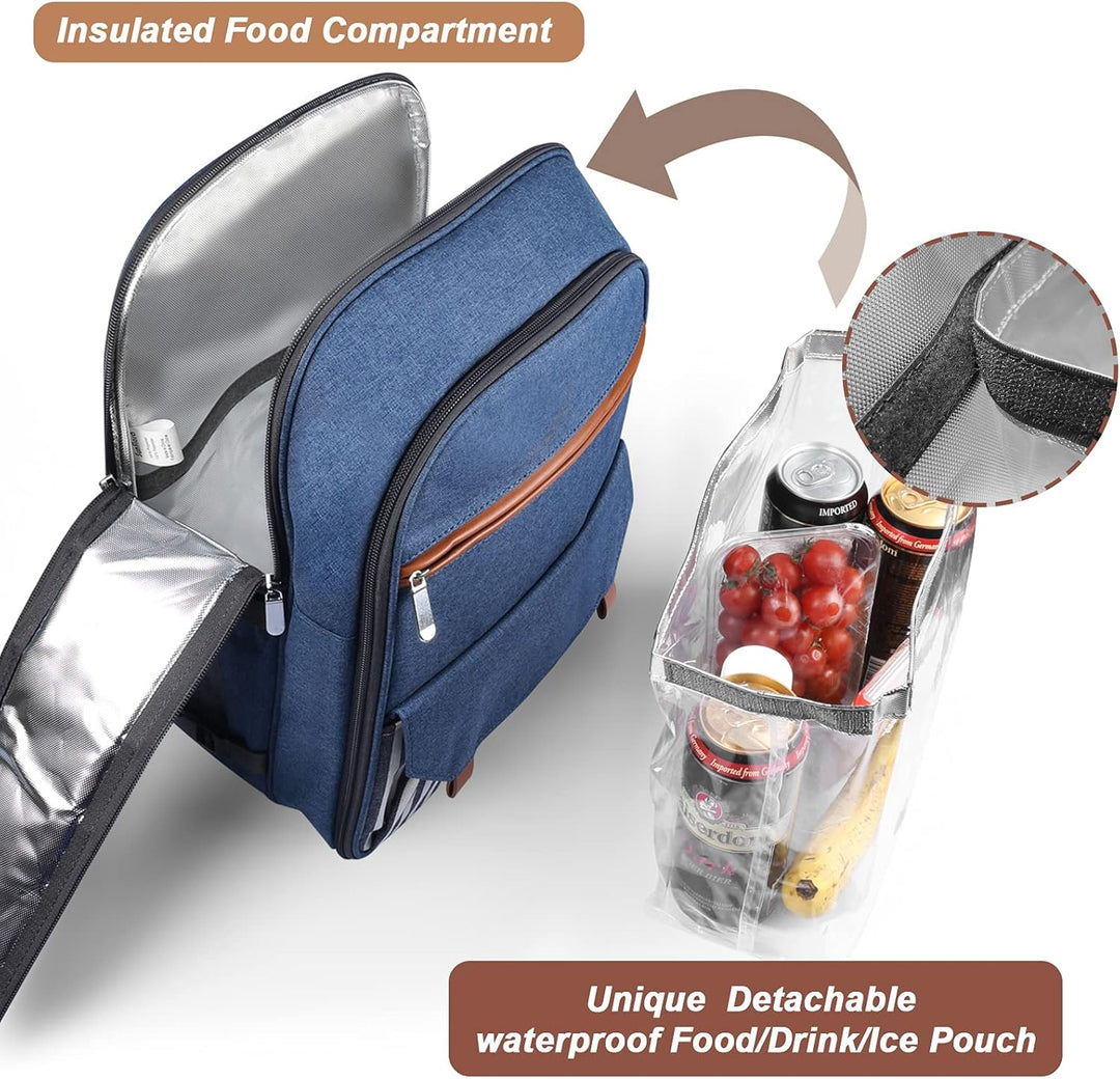 Sunflora Picknick Rucksack Set 2 Personen mit Isoliertem Kühlung und Decke, Picknickkorb 2 Personen