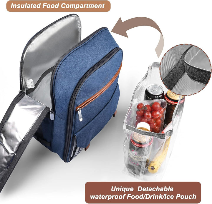 Sunflora Picknick Rucksack Set 2 Personen mit Isoliertem Kühlung und Decke, Picknickkorb 2 Personen