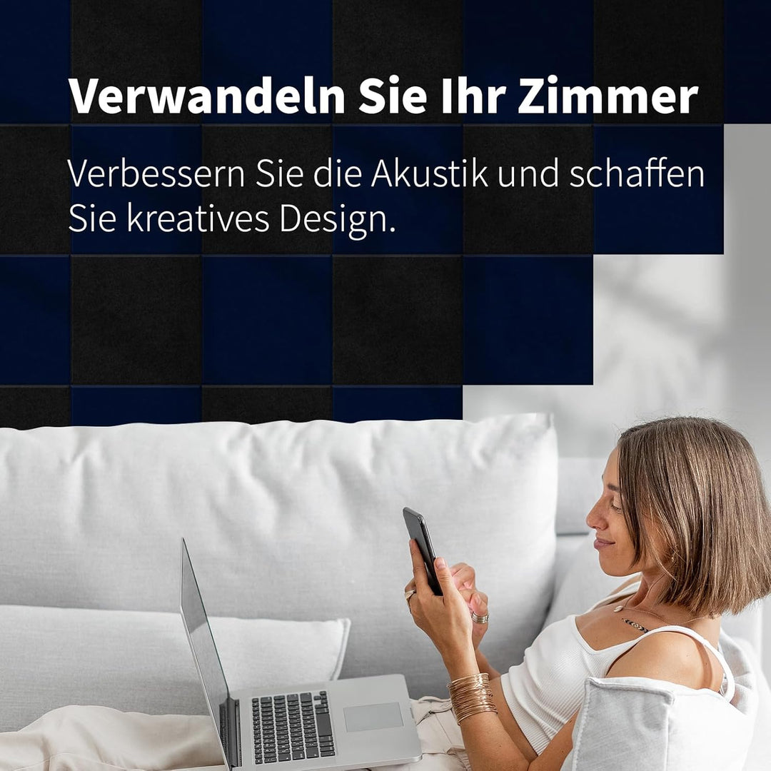 36 Stück Quadratische Akustikplatten selbstklebend,Abdeckung 3.24㎡, Schallschutz & Schalldämmung für