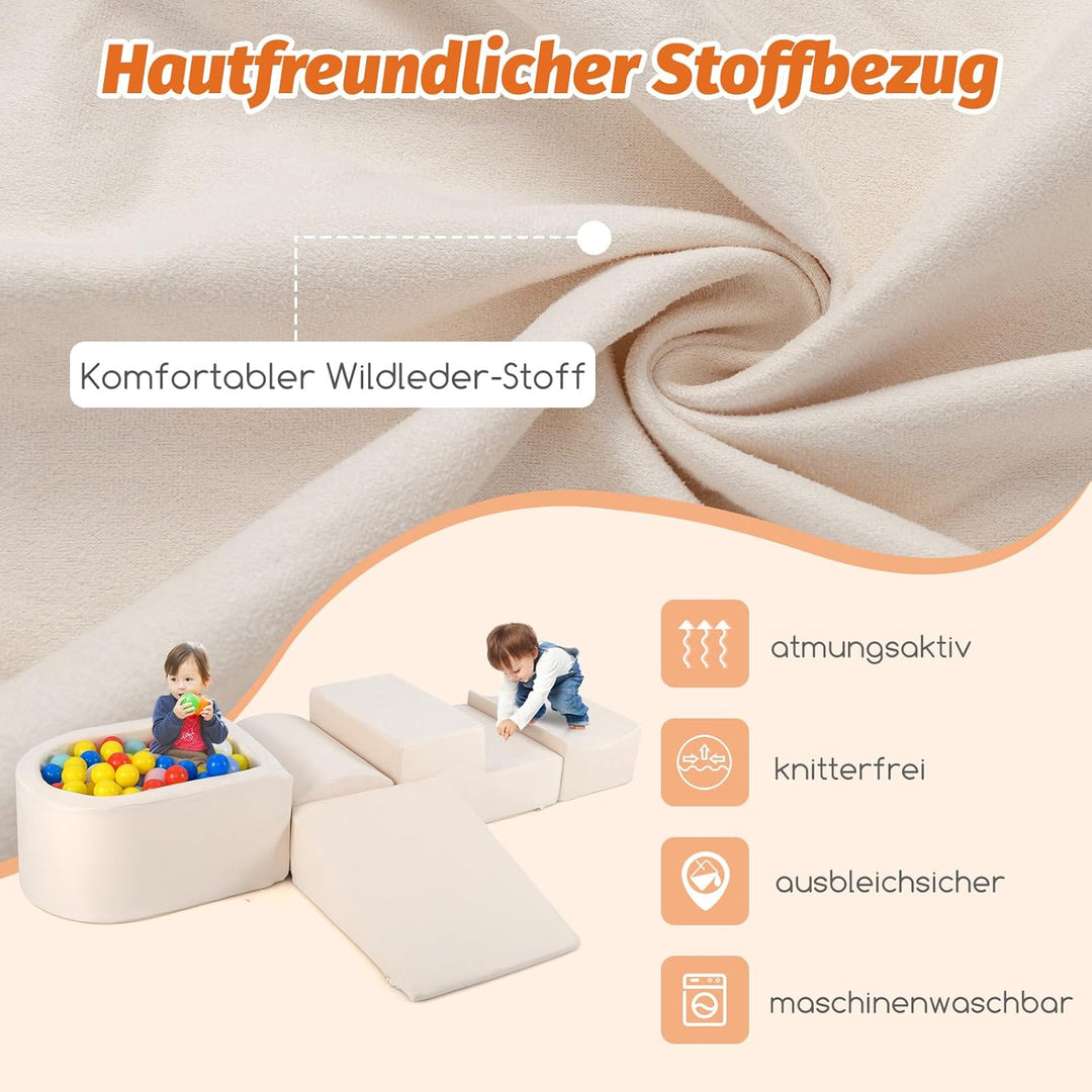COSTWAY 5 TLG. Schaumstoffbausteine, Riesenbausteine mit Bällebad, Grossbausteine zum Toben und Klet
