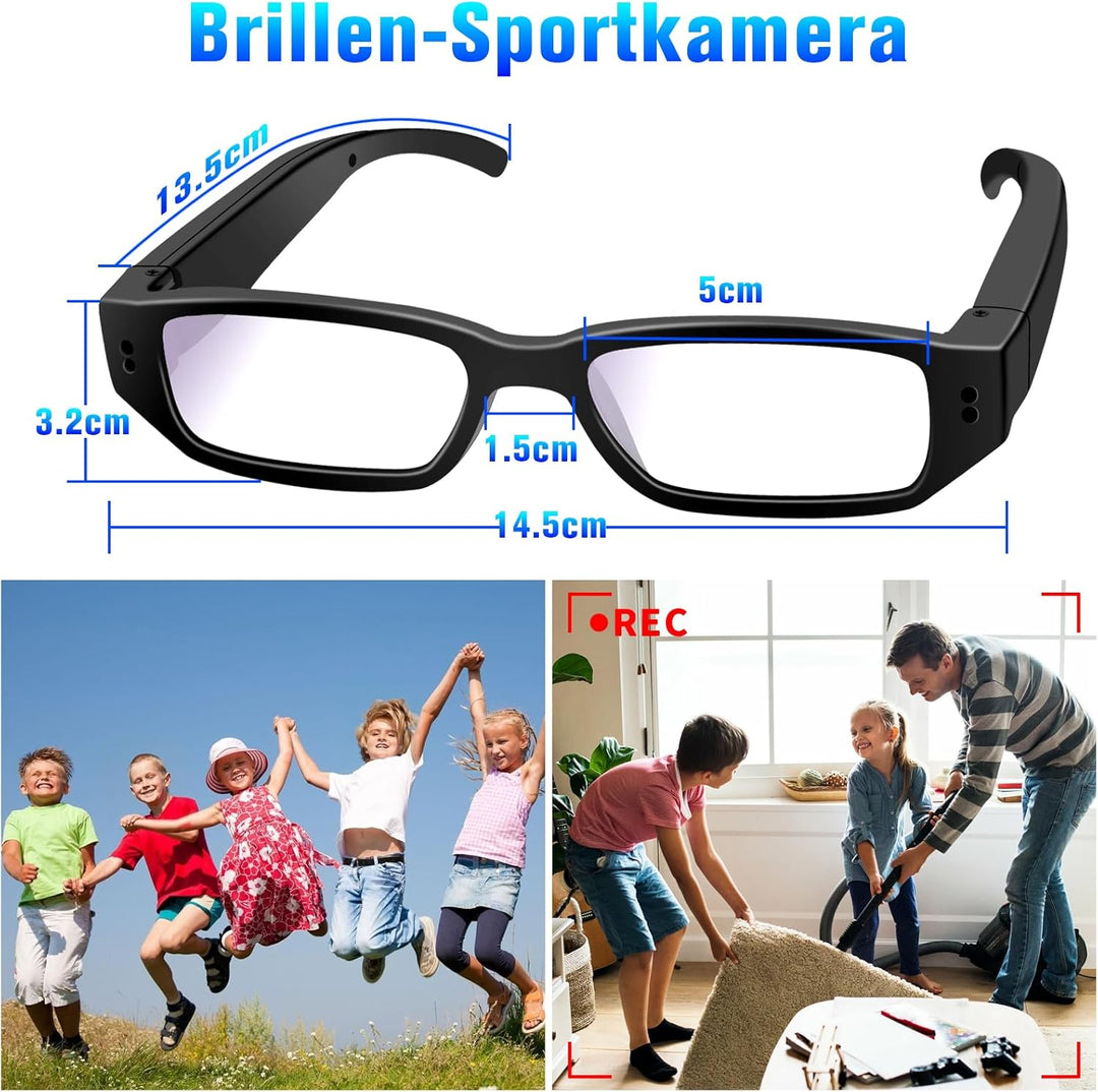 Brillenkamera, Sport-Actionkamera HD-1080P-Brillenvideokamera, Mini-Brillen Kamera, Kleine Videokame