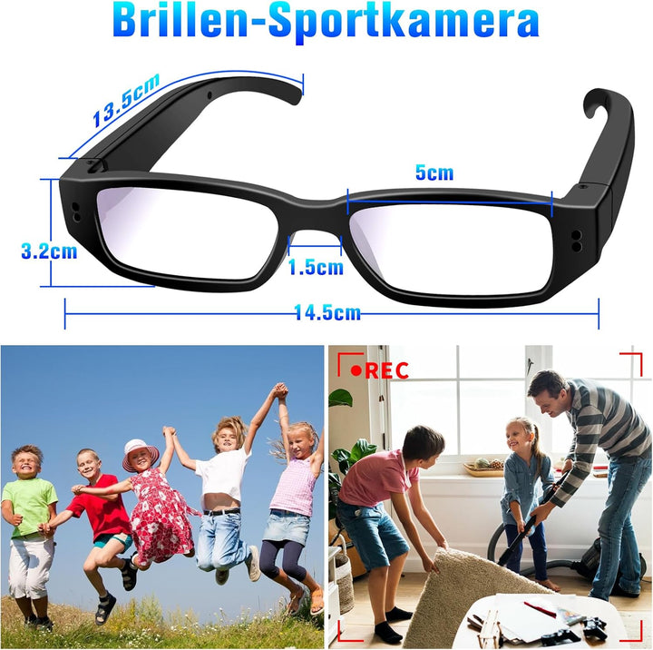 Brillenkamera, Sport-Actionkamera HD-1080P-Brillenvideokamera, Mini-Brillen Kamera, Kleine Videokame