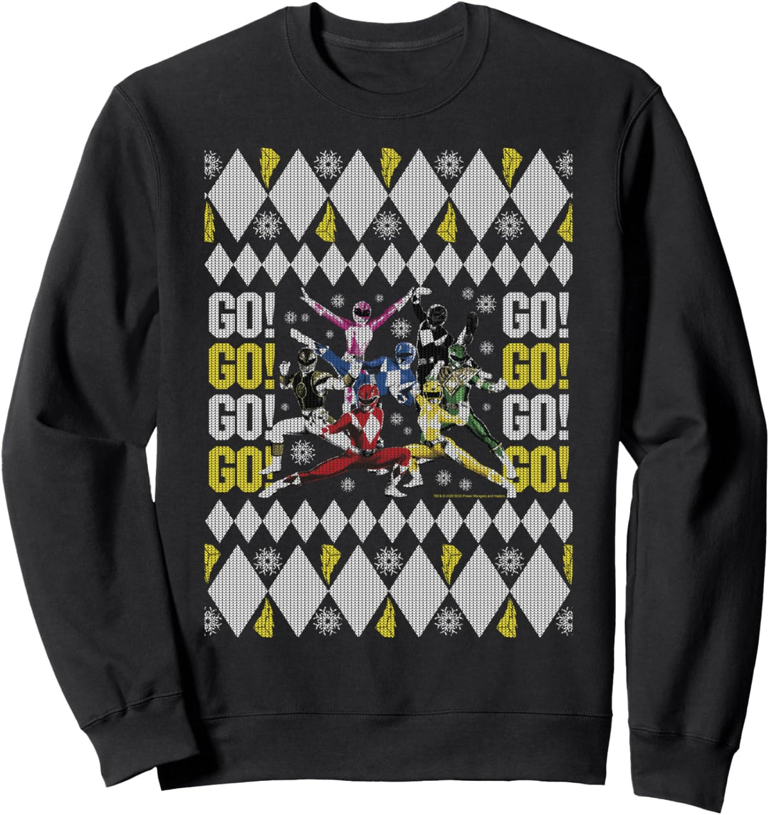 Power Rangers Christmas Ugly Sweater Go Go Group Shot Sweatshirt