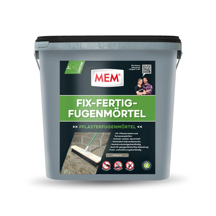 MEM Fix-Fertig-Fugenmörtel, Witterungsbeständig, Anwendungsfertig, Gegen Unkrautbewuchs, Steingrau,