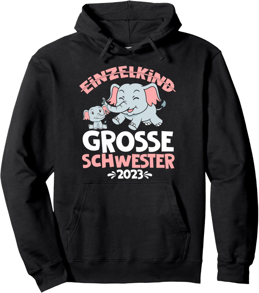 Einzelkind Grosse Schwester 2023 Elefant Geschwister Geschenk Pullover Hoodie