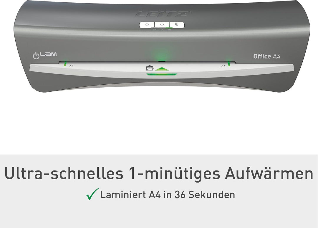 Leitz A4 Laminiergerät, Für 80 bis 125 mic Laminierfolien, inkl. Laminierhüllen Starterkit, schnelle