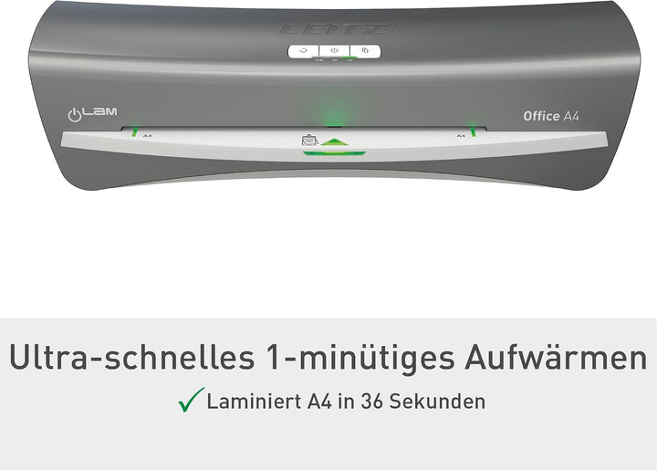 Leitz A4 Laminiergerät, Für 80 bis 125 mic Laminierfolien, inkl. Laminierhüllen Starterkit, schnelle