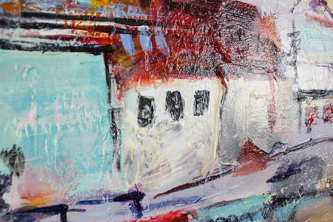 YS-Art Abstrakt Stil Acryl Gemälde auf Leinwand Fortschritt handgemalt Wandbilder Wohnzimmer modern