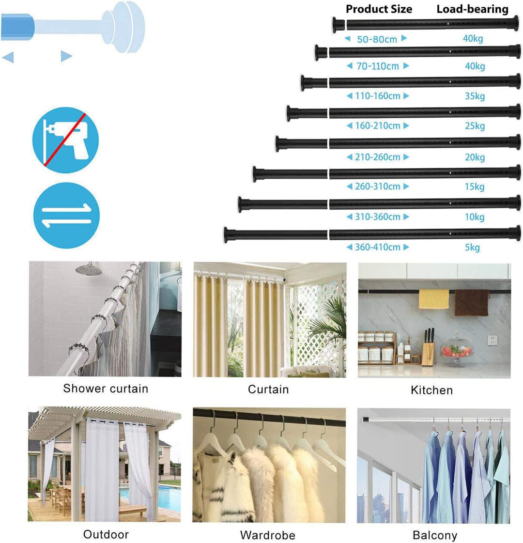 Duschvorhang Teleskopstange 160-210CM Verstellbare Klemmstange Edelstahl Duschstange Ohne Bohren Vor