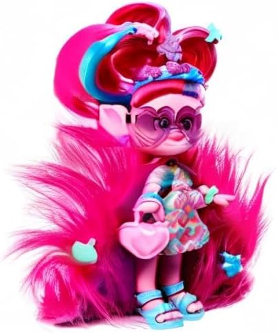 DREAMWORKS TROLLS Gemeinsam Stark – Hairsational Reveals Königin Poppy Modepuppe mit pelzigen Plüsch