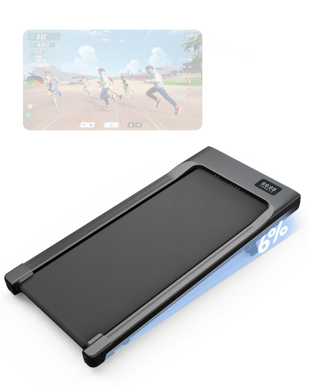 Walking Pad mit Steigung 6% Lacuffy, Laufband für Zuhause 6km/h & 12km/h mit Fernbedienung und App,