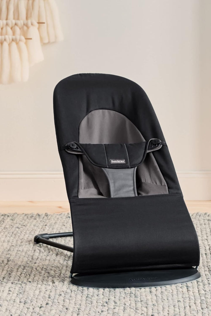 BabyBjörn Bouncer Balance Soft, Baumwolle, Schwarz/Dunkelgrau Gewebt schwarz / dunkelgrau, Gewebt sc