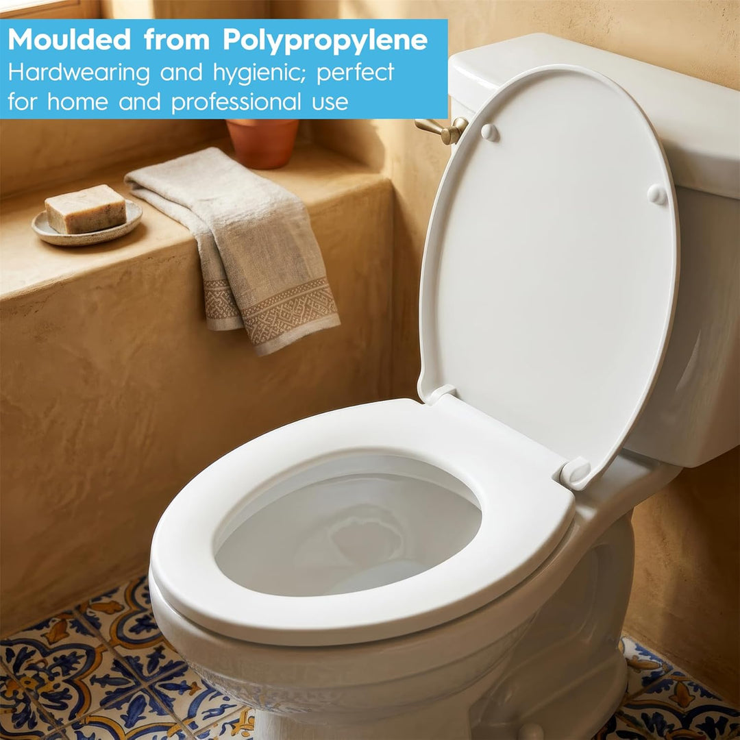 Harbour Housewares Toilettensitz mit Soft-Close für ovale Toiletten - Weiss - Antibakterielle ovale