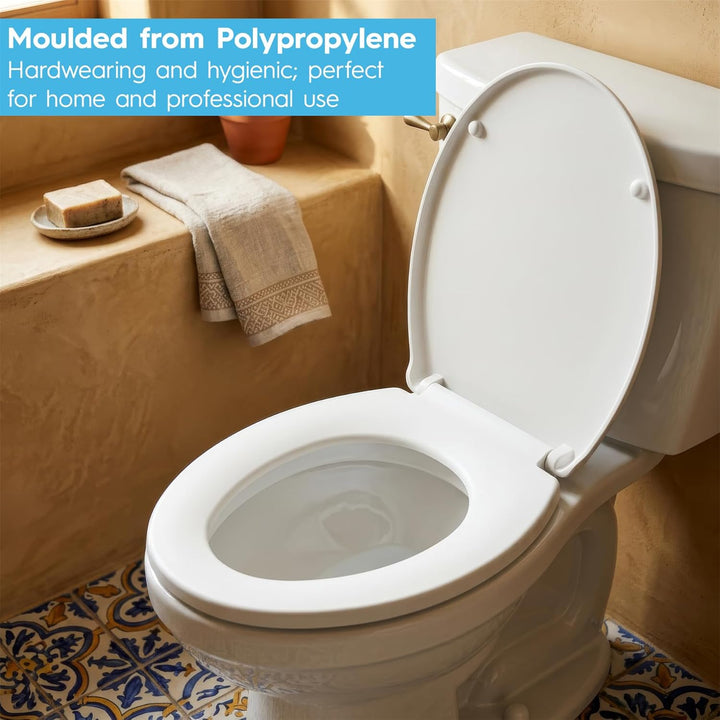 Harbour Housewares Toilettensitz mit Soft-Close für ovale Toiletten - Weiss - Antibakterielle ovale