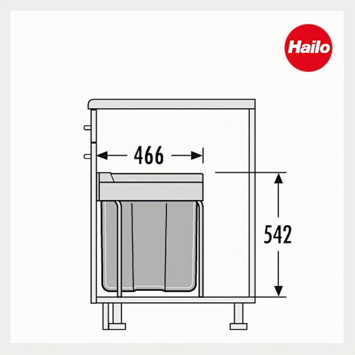 Hailo Abfallsammler 3668401 | Easy-Cargo Solo Einbau-Müllbehälter | grosser 40L Abfalleimer für Küch