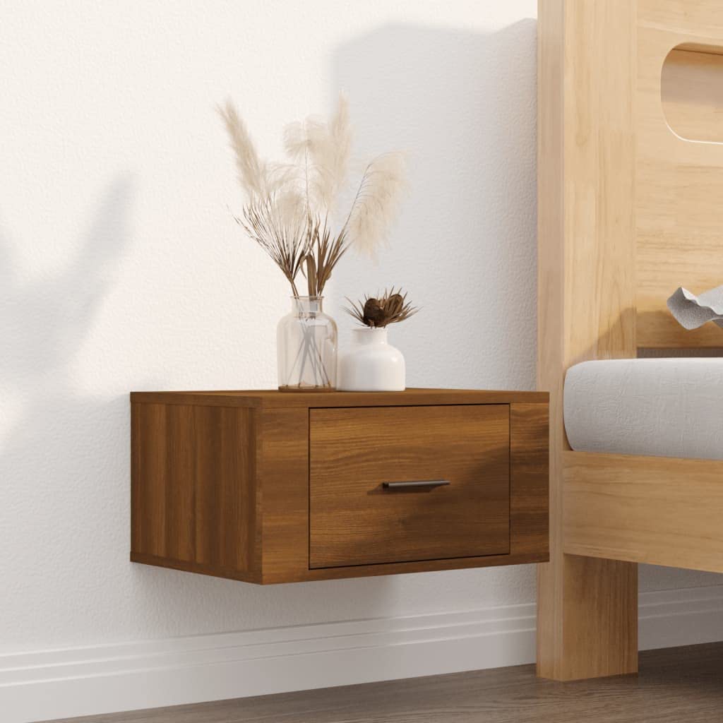 Nachtschränkchen Nachtkommode Wand-Nachttisch Braun Eichen-Optik 50x36x25 cm Bett Kommode Nachtschra